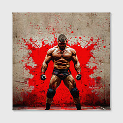 Холст квадратный Реслер на красном, цвет: 3D-принт — фото 2