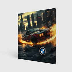 Холст квадратный BMW огненный дрифт, цвет: 3D-принт