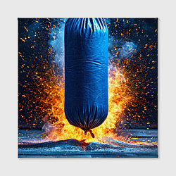 Холст квадратный Синяя боксерская груша в огне, цвет: 3D-принт — фото 2