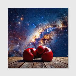 Холст квадратный Боксерские перчатки в космосе, цвет: 3D-принт — фото 2