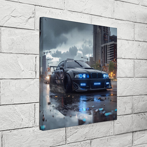 Картина квадратная BMW синие фары дождливая погода / 3D-принт – фото 3