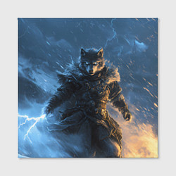 Холст квадратный Волк и молния, цвет: 3D-принт — фото 2