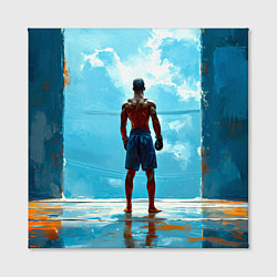 Холст квадратный Кикбоксер в синем, цвет: 3D-принт — фото 2