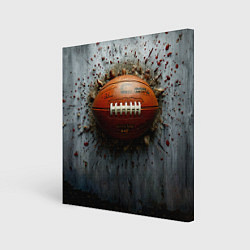 Холст квадратный Мяч американского футбола на сером, цвет: 3D-принт
