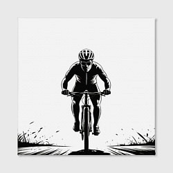 Холст квадратный Велосипедист чб, цвет: 3D-принт — фото 2
