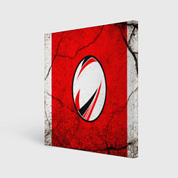 Холст квадратный Красно-белый мяч для регби, цвет: 3D-принт