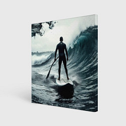 Холст квадратный Сапсёрфер в волне, цвет: 3D-принт