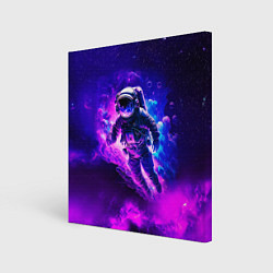 Холст квадратный Космонавт в неоновых облаках, цвет: 3D-принт