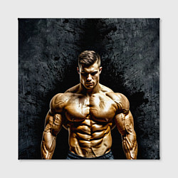 Холст квадратный Бодибилдер на черном, цвет: 3D-принт — фото 2