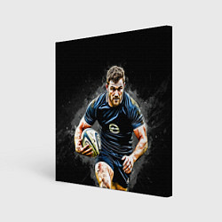 Холст квадратный Регбист на черном, цвет: 3D-принт