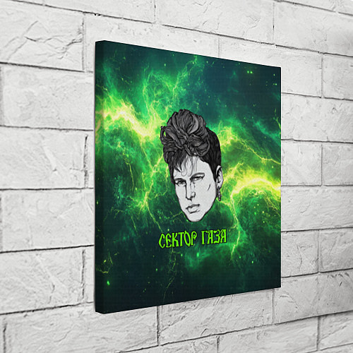 Картина квадратная Юрий Хой на фоне зеленых молний / 3D-принт – фото 3