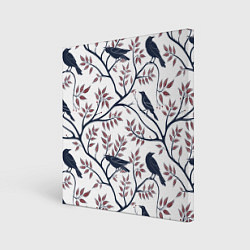 Холст квадратный Вороны на ветках, цвет: 3D-принт