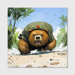 Холст квадратный Злой медведь со звездой СССР, цвет: 3D-принт — фото 2