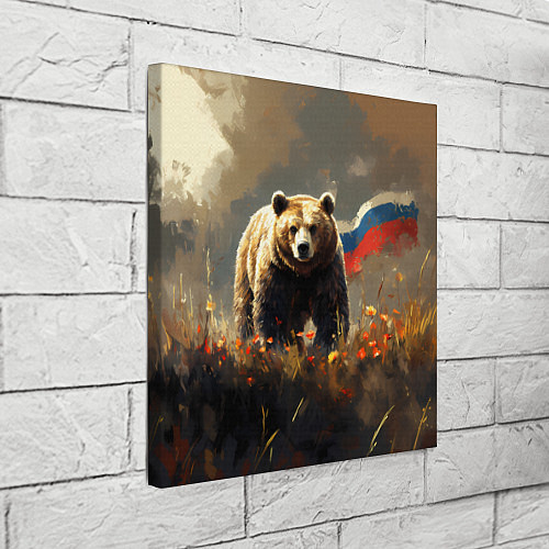 Картина квадратная Русский медведь в поле / 3D-принт – фото 3