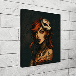 Холст квадратный Рыжая девушка с маской лисы дерзкий стиль, цвет: 3D-принт — фото 2