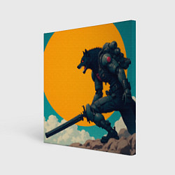 Холст квадратный Киберчеловек-волк, цвет: 3D-принт