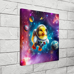 Холст квадратный Прикольный утёнок бравый космонавт - нейроарт, цвет: 3D-принт — фото 2