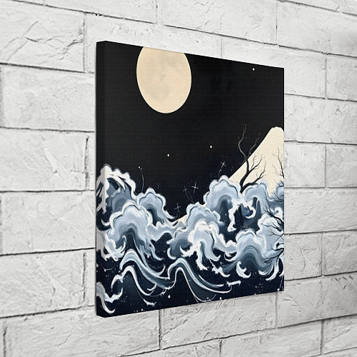 Картина квадратная Японские волны и луна / 3D-принт – фото 3