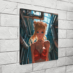 Холст квадратный Рыжая девушка на фоне труб, цвет: 3D-принт — фото 2