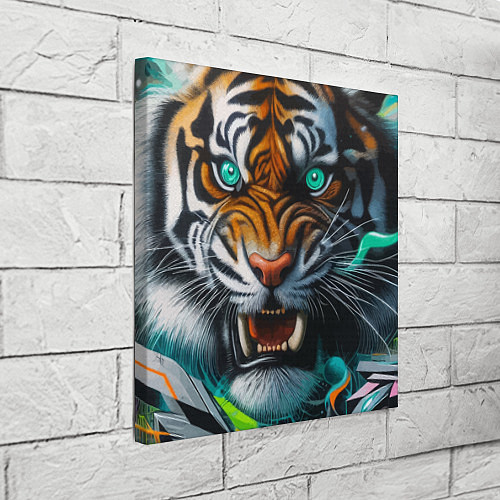 Картина квадратная Морда свирепого тигра - нейроарт / 3D-принт – фото 3