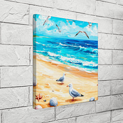 Холст квадратный Море чайки пляж, цвет: 3D-принт — фото 2