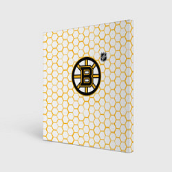 Холст квадратный Бостон Брюинз - белые соты, цвет: 3D-принт