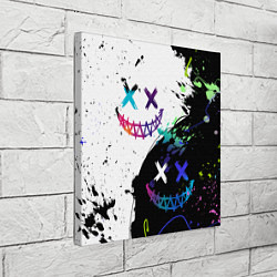 Холст квадратный Неоновые брызги - жуткие улыбки, цвет: 3D-принт — фото 2