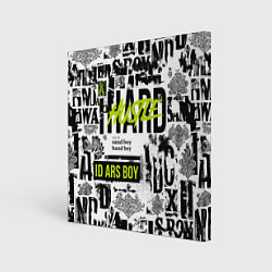 Картина квадратная Pattern with inscriptions hustle sand boy