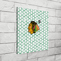 Холст квадратный Чикаго Блэкхокс - белые соты с зеленой обводкой, цвет: 3D-принт — фото 2