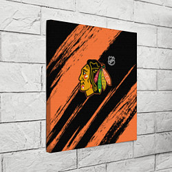 Холст квадратный Чикаго Блэкхокс - фон с оранжевыми потертостами, цвет: 3D-принт — фото 2