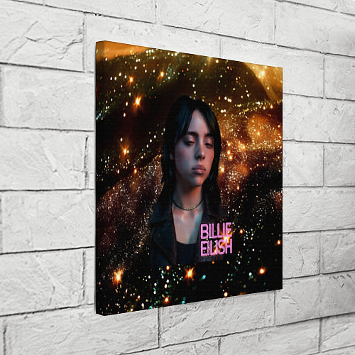 Картина квадратная Билли Айлиш с блестками на фоне / 3D-принт – фото 3