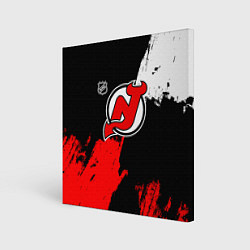 Холст квадратный Нью Джерси Девилз - брызги краски, цвет: 3D-принт