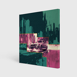 Холст квадратный Дрифтующий спорткар, цвет: 3D-принт