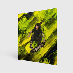 Холст квадратный Bones скейтер, цвет: 3D-принт