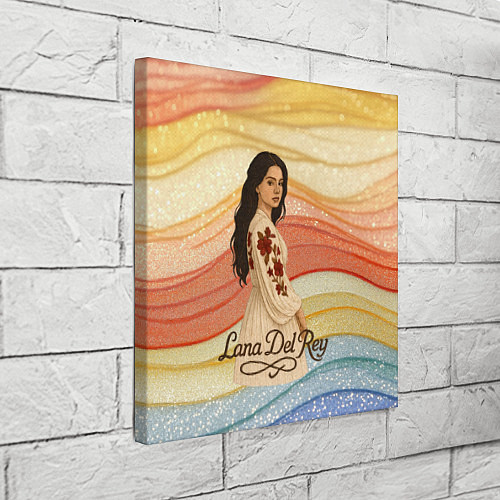 Картина квадратная Lana Del Rey в платье с цветами / 3D-принт – фото 3