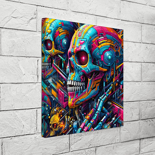 Картина квадратная Cyber skull - pattern / 3D-принт – фото 3