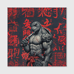 Холст квадратный Антропоморфная черепаха воин - нейроарт, цвет: 3D-принт — фото 2