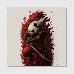 Холст квадратный Демоническая панда самурай - нейроарт, цвет: 3D-принт — фото 2