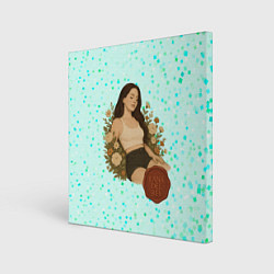 Холст квадратный Lana Del Rey сидит в цветах, цвет: 3D-принт