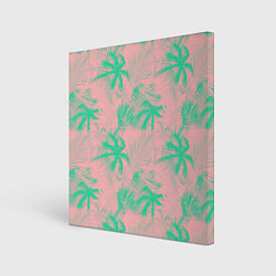 Холст квадратный Palm turquoise pink, цвет: 3D-принт