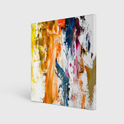 Холст квадратный Разноцветные мазки кисти на палитре художника, цвет: 3D-принт