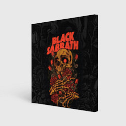 Картина квадратная Black Sabbath skeleton with roses