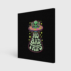 Холст квадратный Пришелец в летающей тарелке НЛО, цвет: 3D-принт