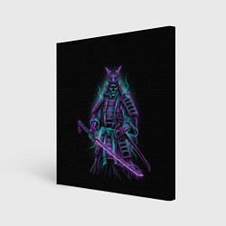 Холст квадратный Неоновый электросамурай, цвет: 3D-принт