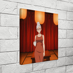 Холст квадратный Dandadan Seiko в красном платье, цвет: 3D-принт — фото 2