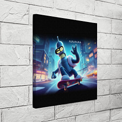 Холст квадратный Bender is a skateboarder in neon street - ai art, цвет: 3D-принт — фото 2