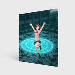Холст квадратный Радостная Сиратори Айра в прыжке, цвет: 3D-принт