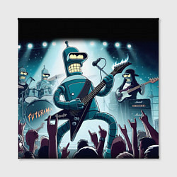 Холст квадратный Гитарист Бендер из рок группы Футурамы, цвет: 3D-принт — фото 2