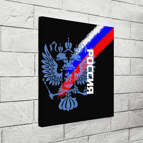 Картина квадратная Россия с флагом и гербом на чёрном фоне / 3D-принт – фото 3