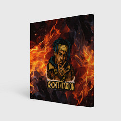 Холст квадратный XXXTentacion на фоне огня, цвет: 3D-принт